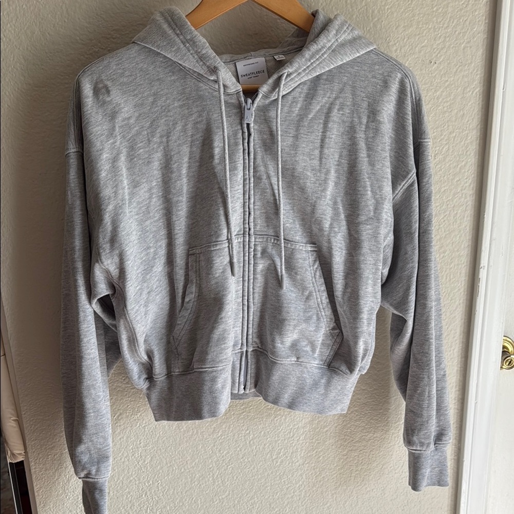 Aritzia Gray Zip-Up Hoodie sweater fleece